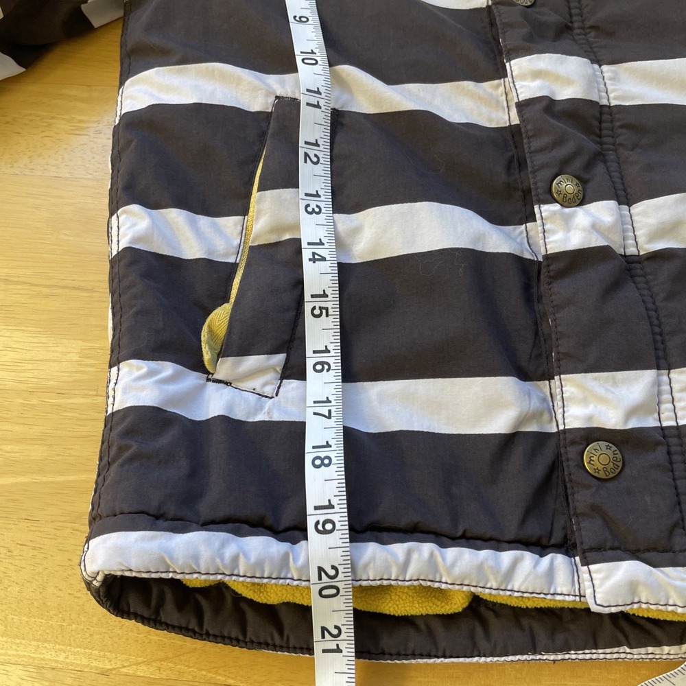 Mini Boden Boys Jacket Coat Parka size 8 Brown white Striped zip button cozy - Picture 12 of 14